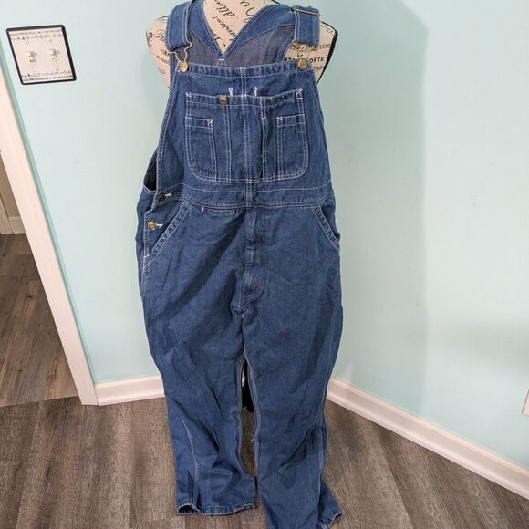 Big Smith Men s 36x32 Bib Overalls Denim Carpenter Farm Utility Zip Closure - Picture 1 of 4